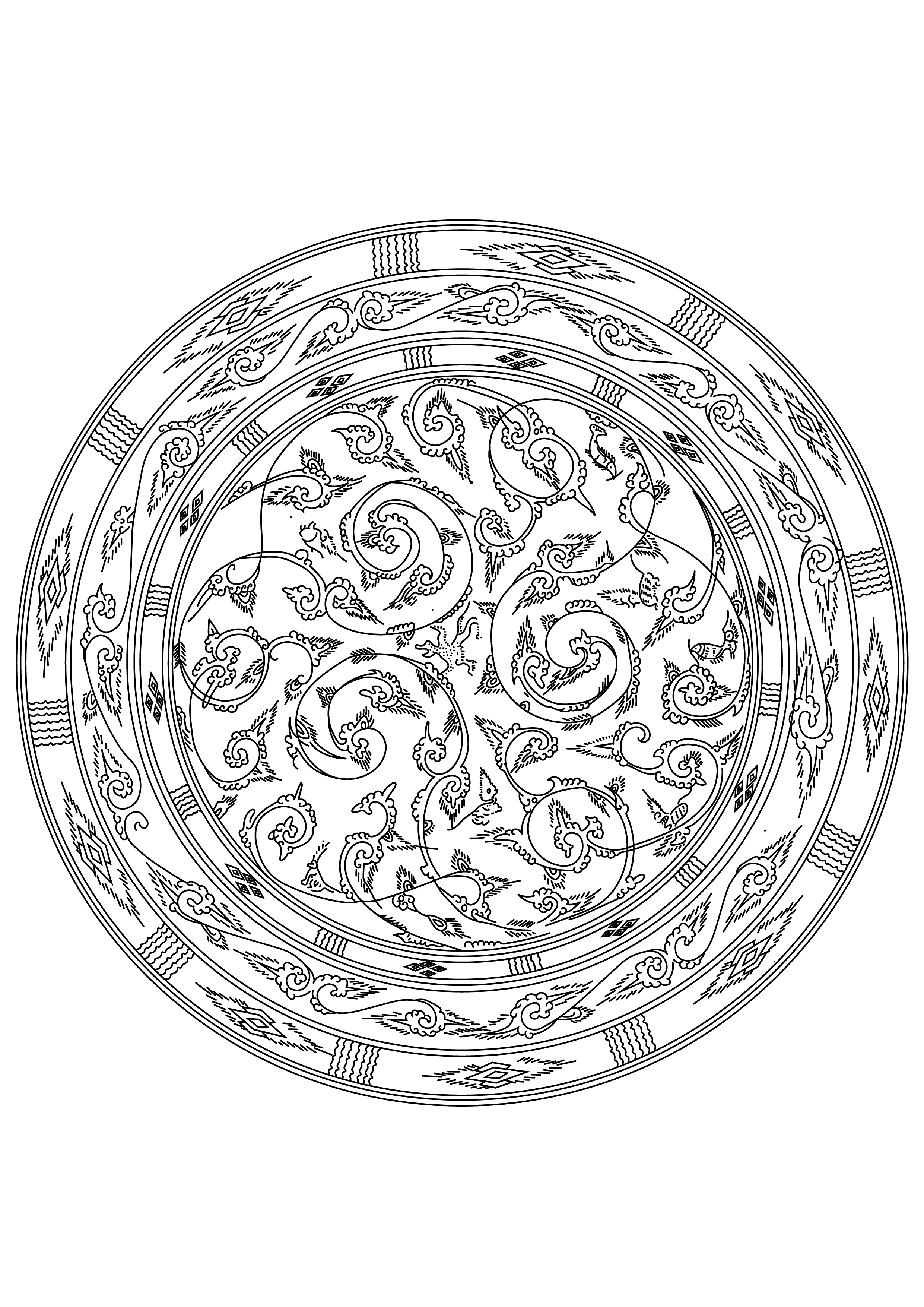 针刻云兽纹